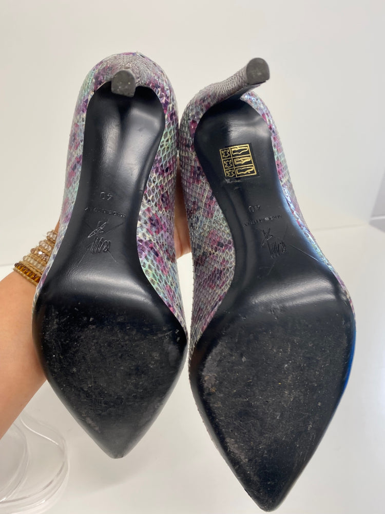 Fabulous Roland Mouret snakeskin pastels High Heels Uk7 Lilac Pink silver GM143