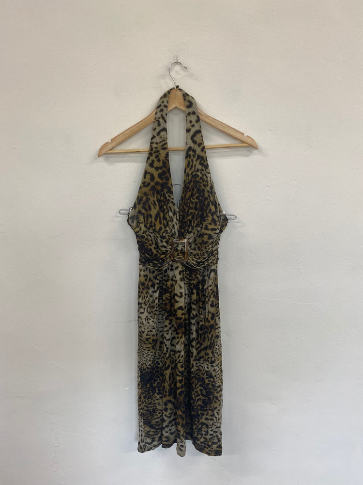 Fabulous Mango Suit Leopard Print Halter Mini Dress UK M GM143