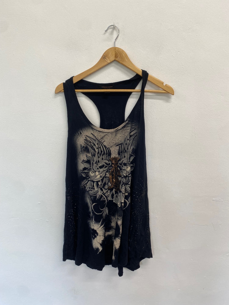 Fabulous Christian Audigier Tank Top UK L Black and beige alternative GM143