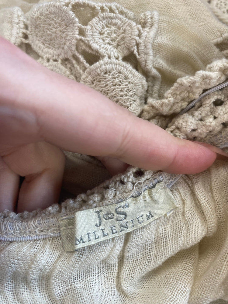Boho JS Millenium Cream Linen Crochet Maxi Dress One size GM143