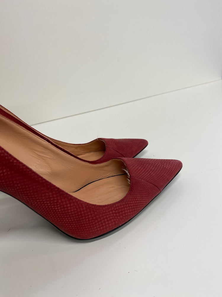 Fabulous Roland Mouret red burgundy Python High Heels Uk7 GM143