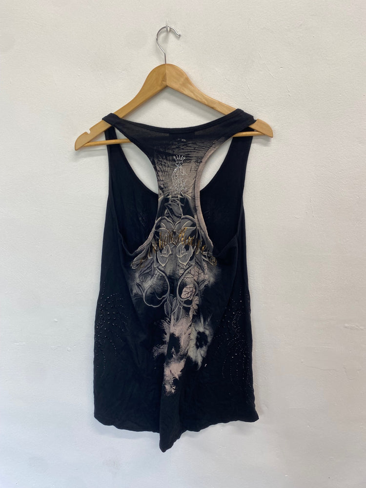Fabulous Christian Audigier Tank Top UK L Black and beige alternative GM143