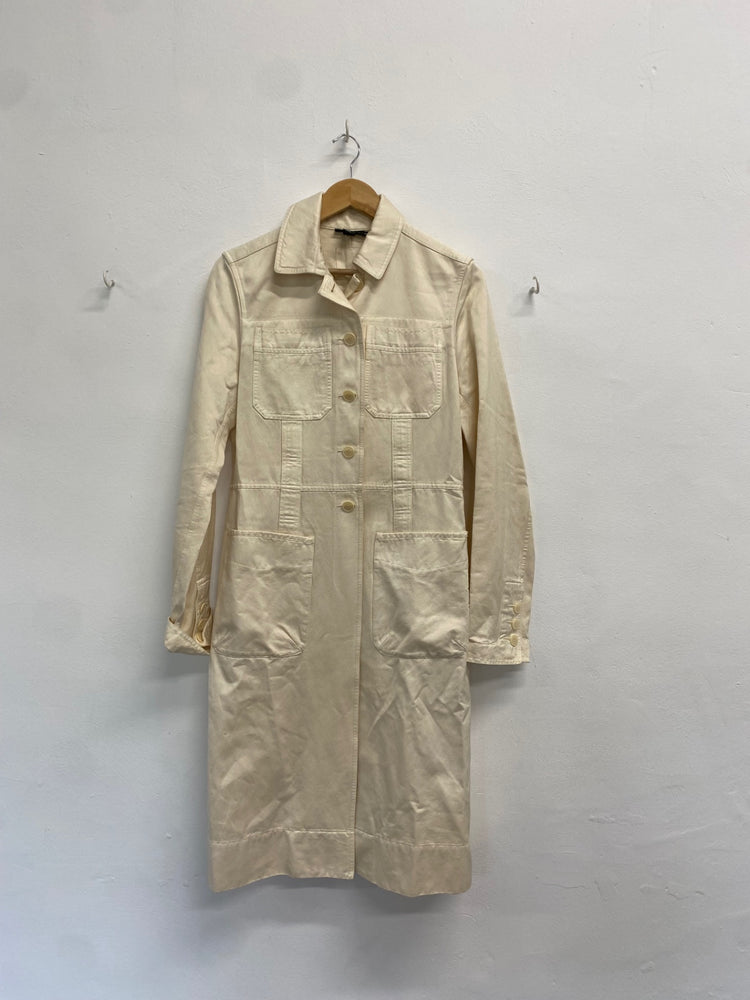 Fabulous DKNY Longline jacket Uk 10 Cream denim GM143