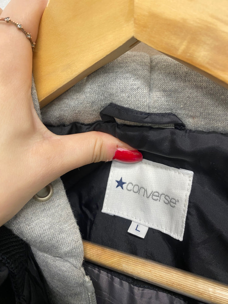 Fabulous Converse Bomber Jacket UK L Black and Grey GM143