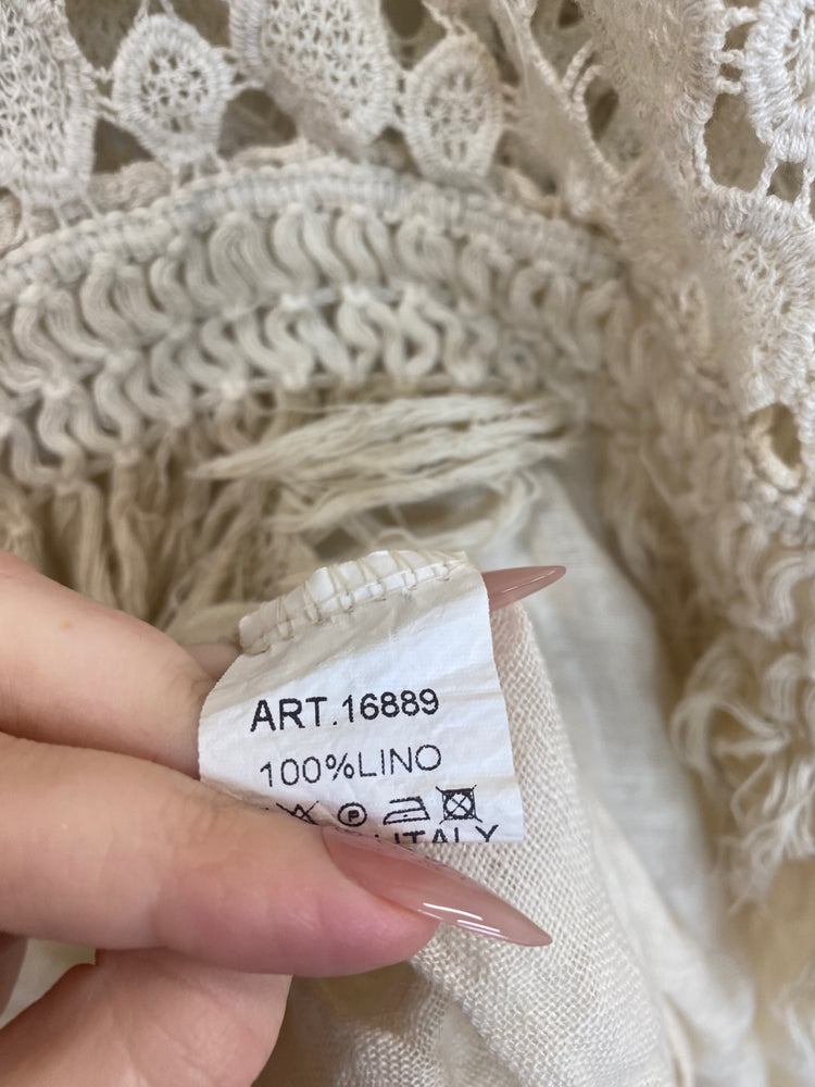 Boho JS Millenium Cream Linen Crochet Maxi Dress One size GM143