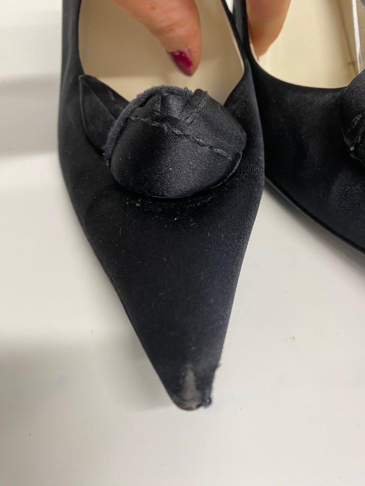 Fabulous Prada satin classic formal High Heels UK6 Black GM143