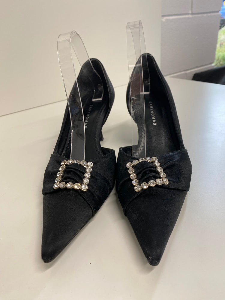 Fabulous Sam Thomas Evening mid Kitten heels Uk7 Black Formal events GM143