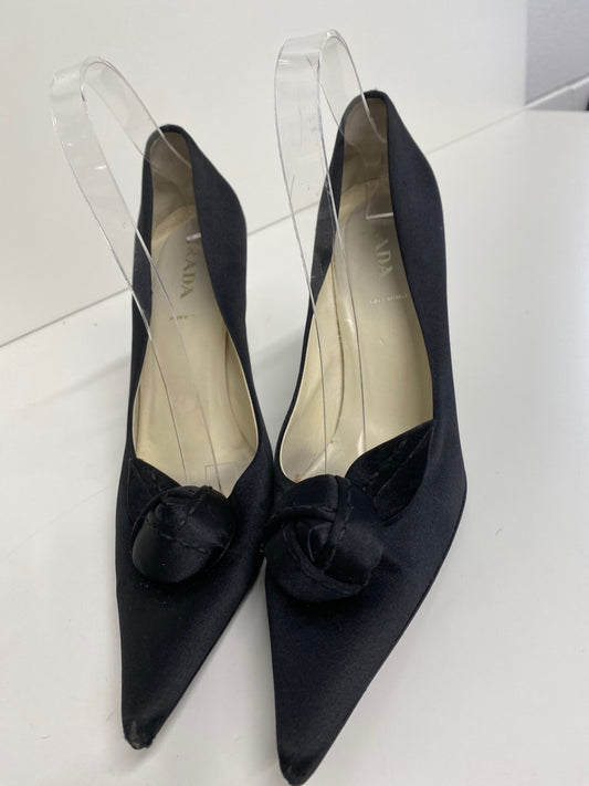 Fabulous Prada satin classic formal High Heels UK6 Black GM143