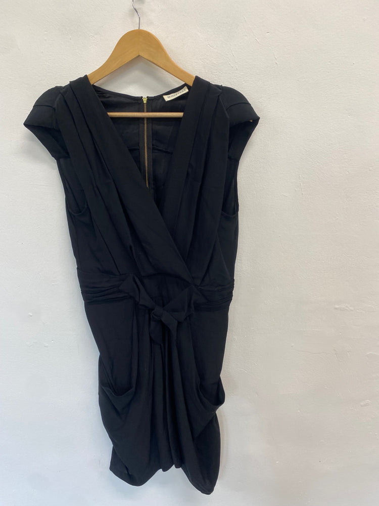 Fabulous Whistles Dress UK 12 Black silk low neck formal GM143