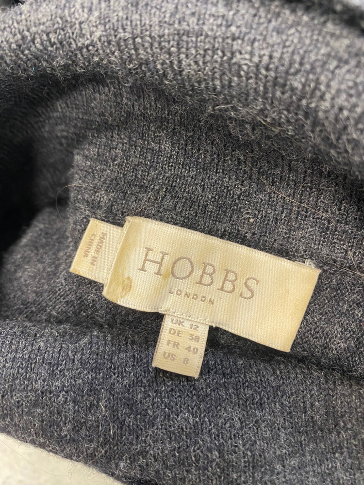 Fabulous Hobbs Dress UK12 Dark Grey wool GM143
