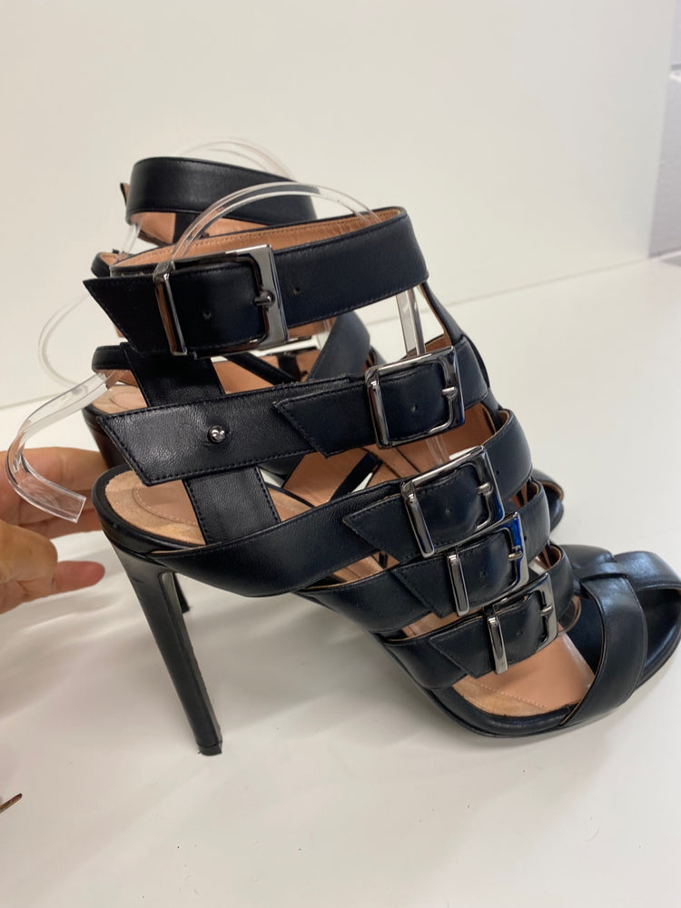 Fabulous Roland Mouret Strappy leather stilleto Sandals Uk7 Black Ankle strap GM143
