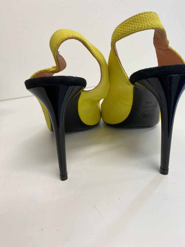 Fabulous Roland Mouret python Sling back heels Uk7 Yellow party evening GM143