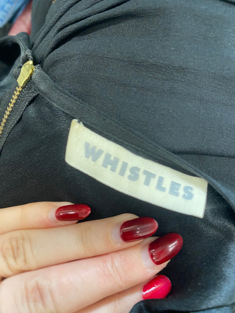 Fabulous Whistles Dress UK 12 Black silk low neck formal GM143