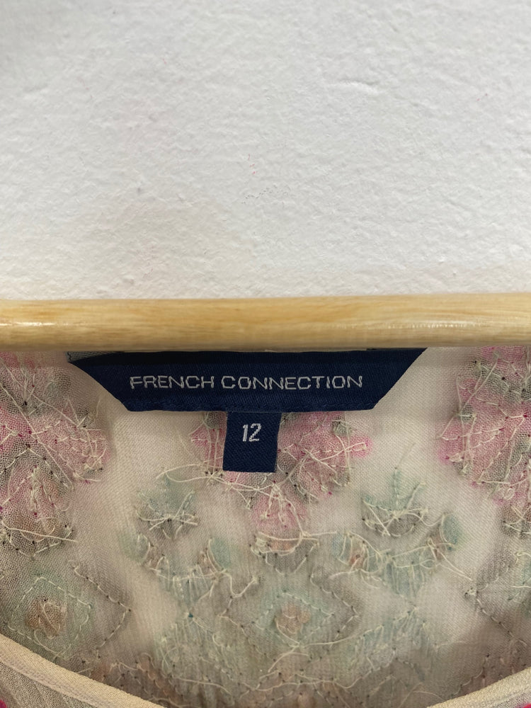 Boho French Connection Beige Beaded Beach Cover UK12 GM143