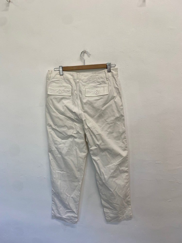 Fabulous Uniqlo Pants W29 White button high rise cropped GM143
