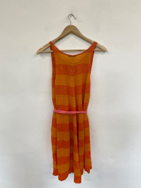 Fabulous Cos Orange Mix Stripe Jersey Midi Dress UK M SM438