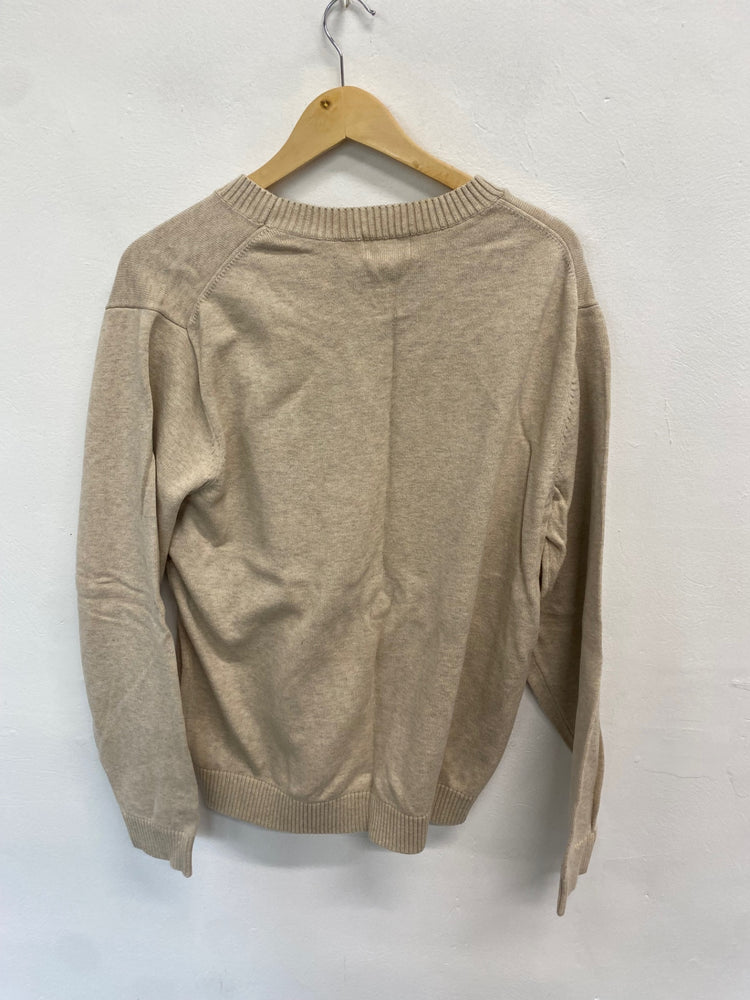 Classic L.L. Bean Sweater UK L Beige smart cotton GM143