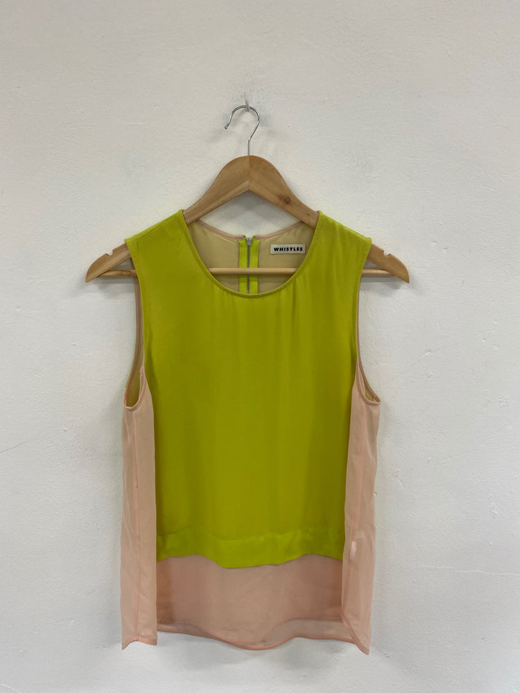 Fabulous Whistles Colourblock Lime & Beige Semi Sheer Tunic UK12 SM438