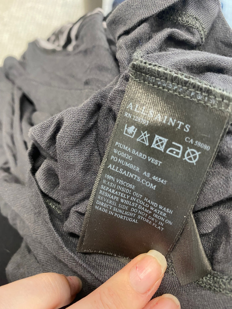 Fabulous ALLSAINTS Tank Top UK L Black pattern piura bard vest SM438