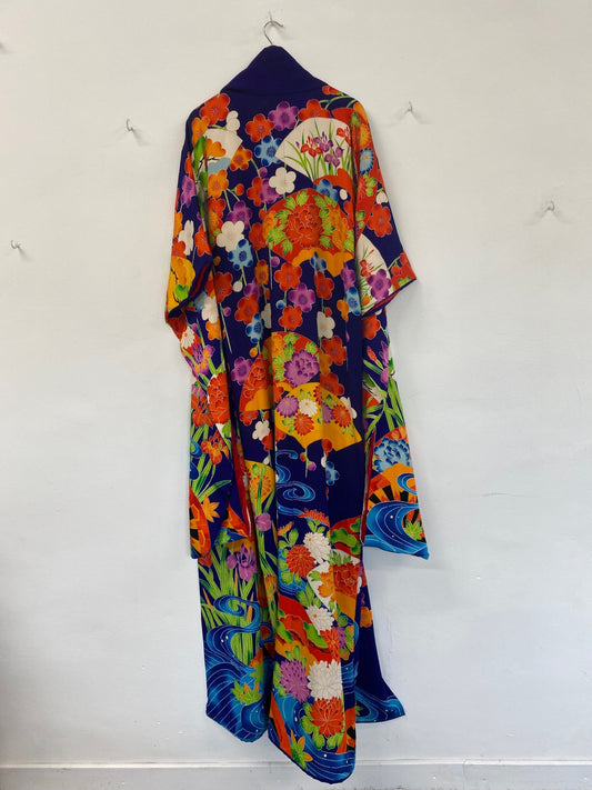 Fabulous Nakaya Traditional Floral Japanese Kimono UK M-L RG99