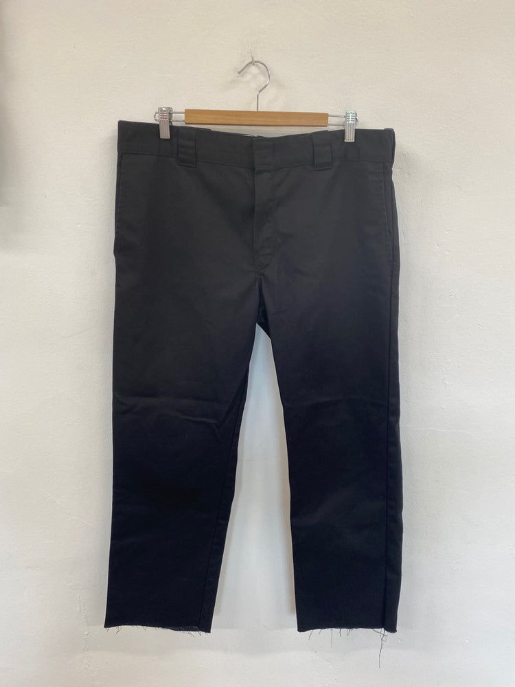Classic Dickies Black Raw Hem Slim Straight Work Trousers W36" GM143