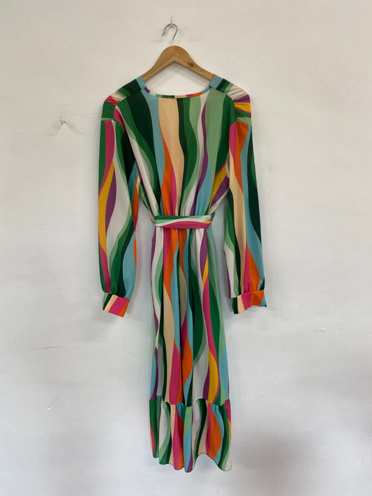 Fabulous Ikrush Colourful Waves High Low Maxi Dress UK L SM438