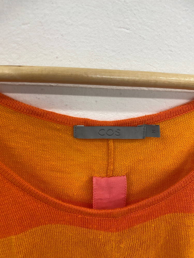 Fabulous Cos Orange Mix Stripe Jersey Midi Dress UK M SM438