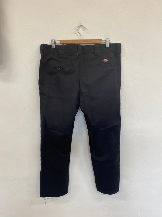 Classic Dickies Black Raw Hem Slim Straight Work Trousers W36" GM143