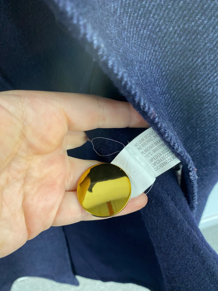 Fabulous Zara Wool Blend Navy Single Button Coat UK S LG276