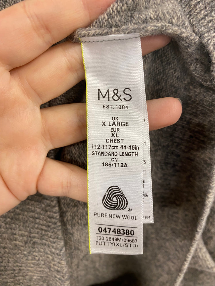 Fabulous M&S Grey Marl Lambswool Jumper UK XL LG276