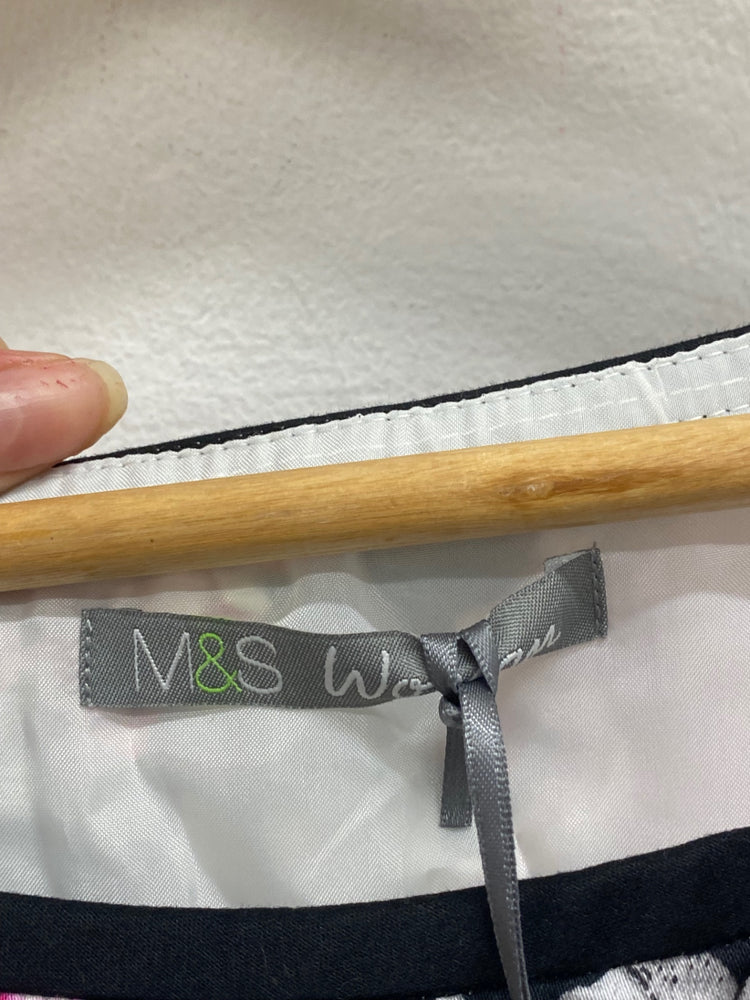 Fabulous Marks & Spencers Dress UK 14 Black pink floral LG276