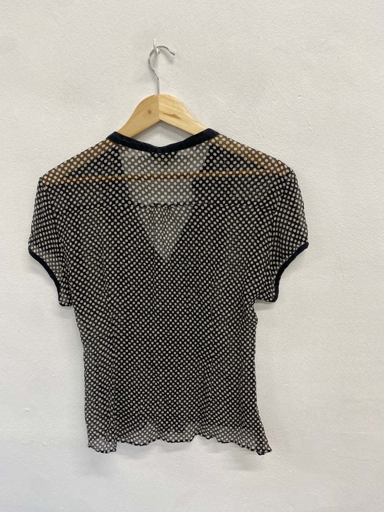 Fabulous coast Blouse UK 14 Black and beige spotted silk LG276