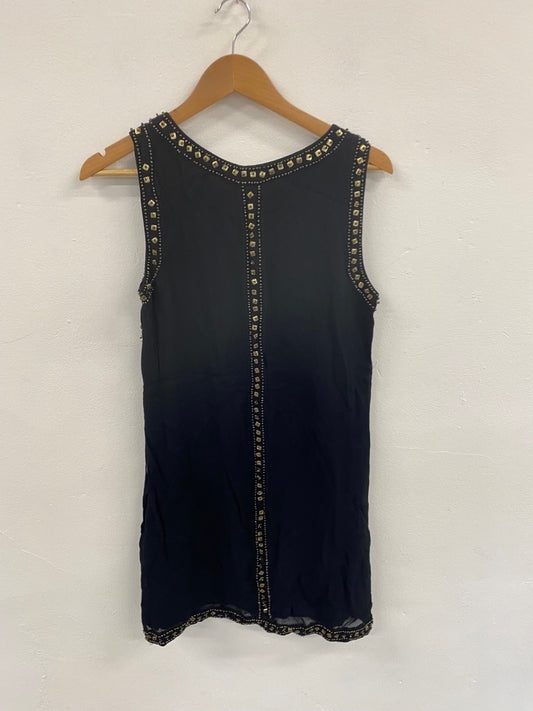 Boho Chic Festival Vibe Butterfly by Matthew Williamson Black Mini Dress UK12 LG276