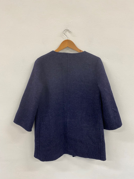 Fabulous Zara Wool Blend Navy Single Button Coat UK S LG276
