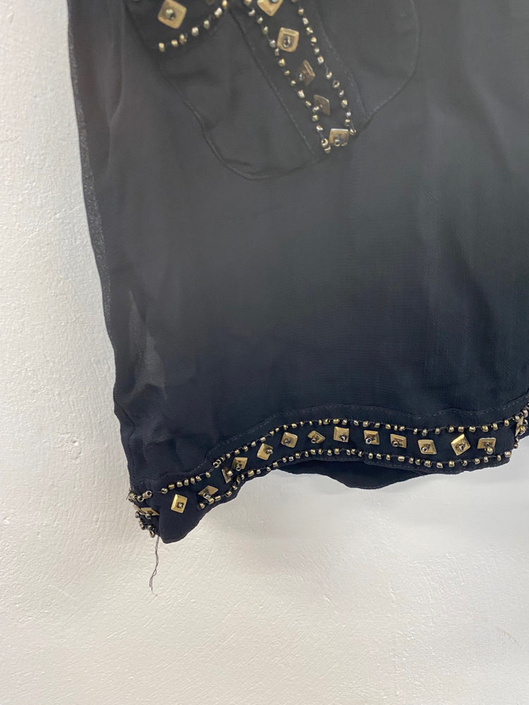 Boho Chic Festival Vibe Butterfly by Matthew Williamson Black Mini Dress UK12 LG276