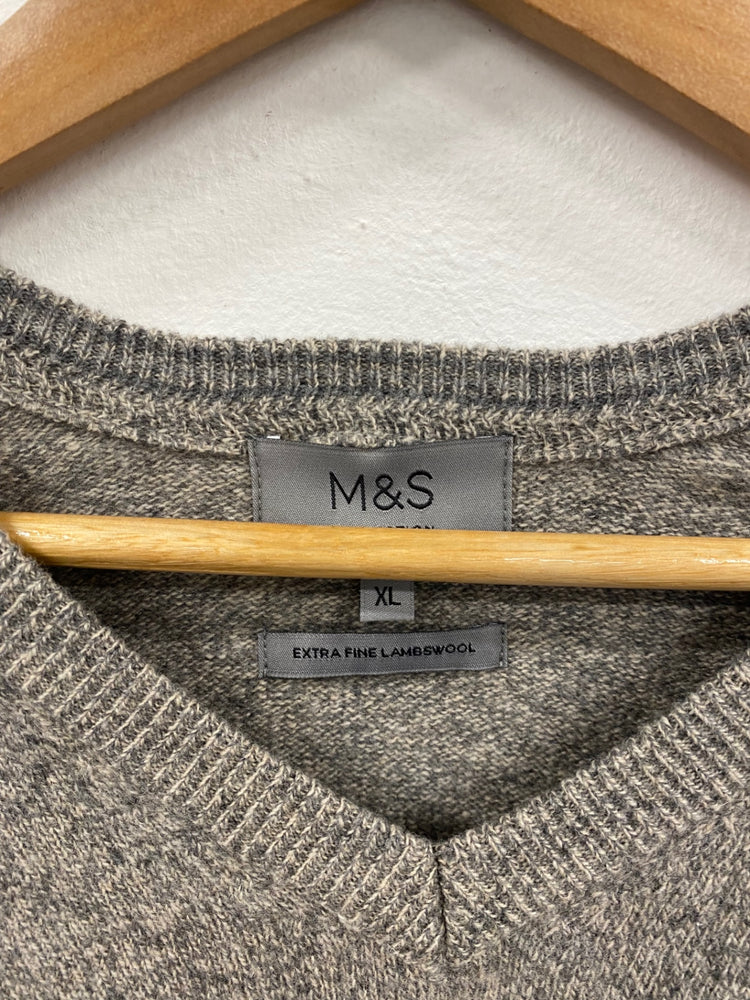 Fabulous M&S Grey Marl Lambswool Jumper UK XL LG276