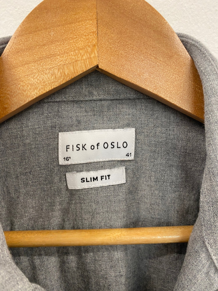 Fabulous Fisk of Oslo Grey Classic Button Shirt UK S 16” LG276