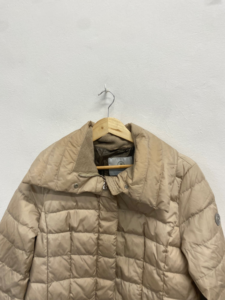 Fabulous Bognar Puffer Jacket UK 12 Beige down lined cashmere blend LG276