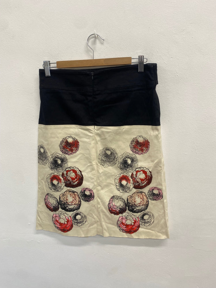 Fabulous Miriam ocariz Midi Skirt UK 10 Beige red floral tie waist LG276