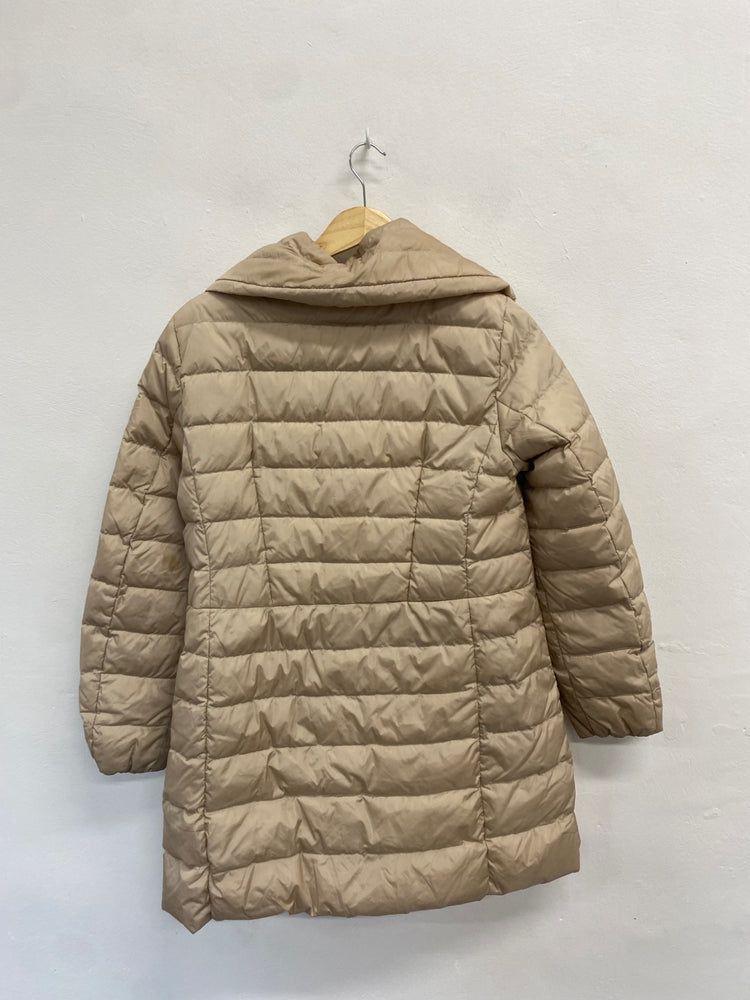 Fabulous Bognar Puffer Jacket UK 12 Beige down lined cashmere blend LG276