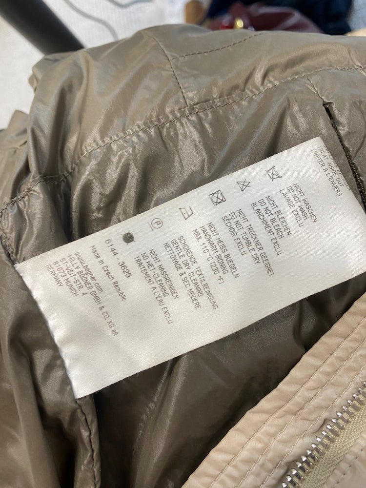 Fabulous Bognar Puffer Jacket UK 12 Beige down lined cashmere blend LG276