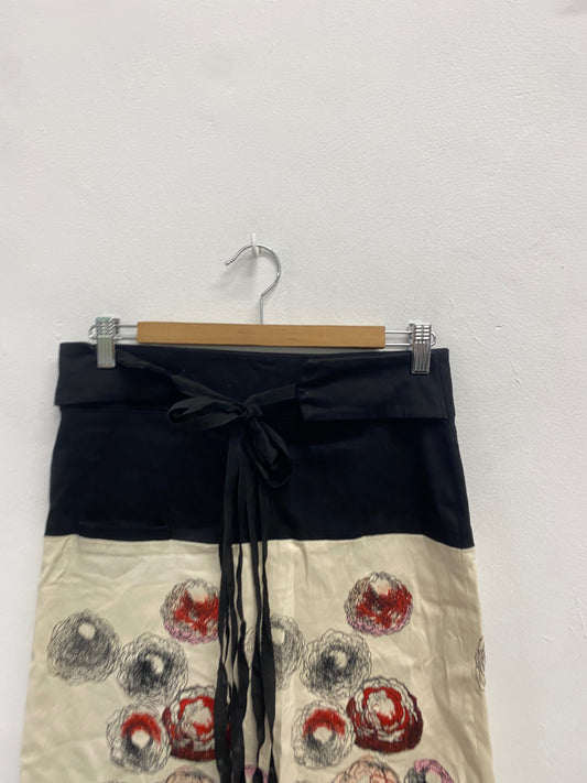 Fabulous Miriam ocariz Midi Skirt UK 10 Beige red floral tie waist LG276