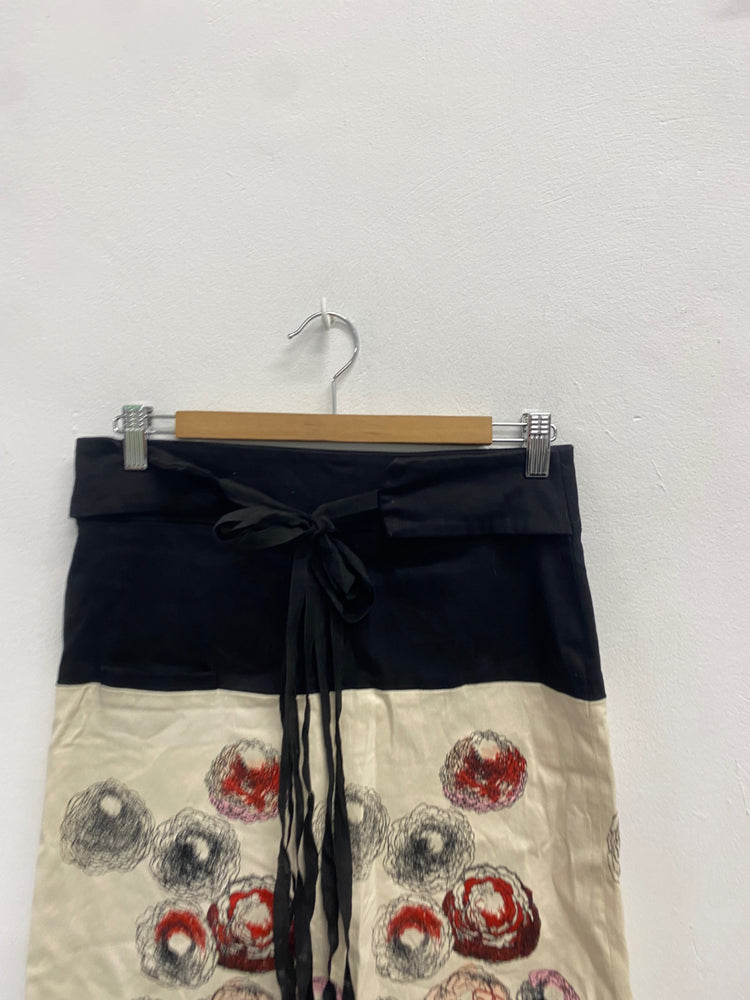 Fabulous Miriam ocariz Midi Skirt UK 10 Beige red floral tie waist LG276