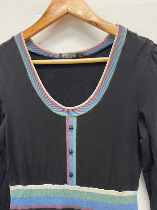 Fabulous Fever London Y2K vintage Dress UK10 Black Fit & flare Midi LB244