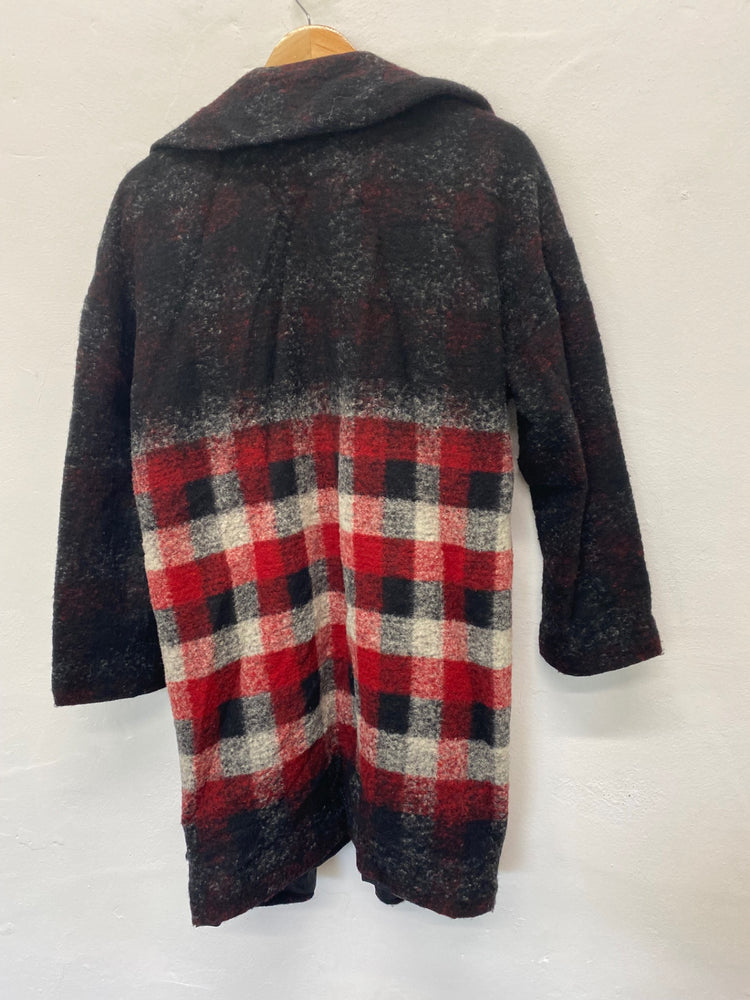 Fabulous Y2K Chelsea Girl x River Island Lagenlook Overcoat UK 12 Red Black LB244