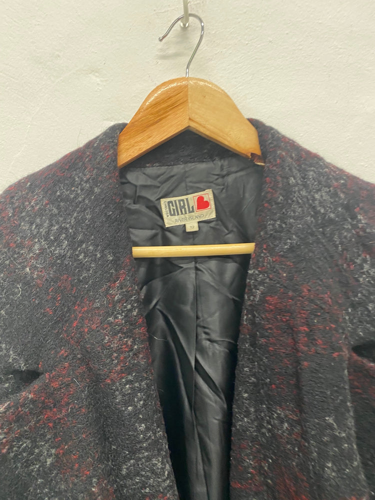 Fabulous Y2K Chelsea Girl x River Island Lagenlook Overcoat UK 12 Red Black LB244