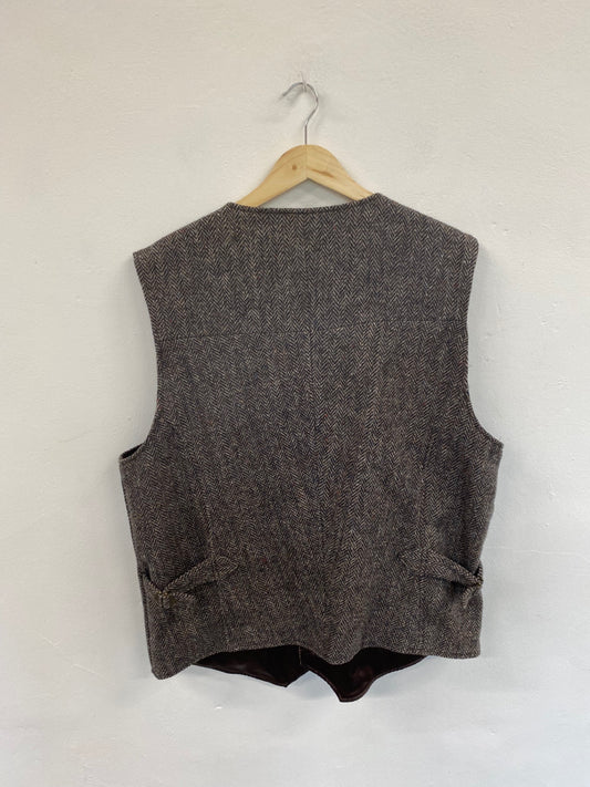 Fabulous Harris Tweed Brown Mix Tweed Wool Vest UK XXXL SO001
