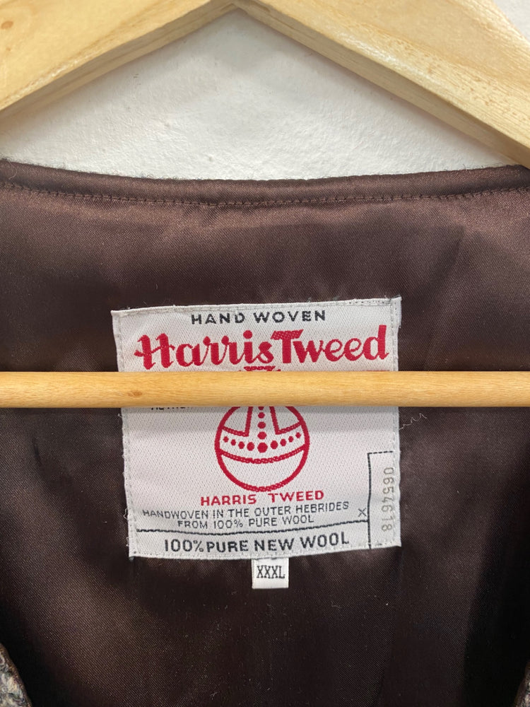 Fabulous Harris Tweed Brown Mix Tweed Wool Vest UK XXXL SO001