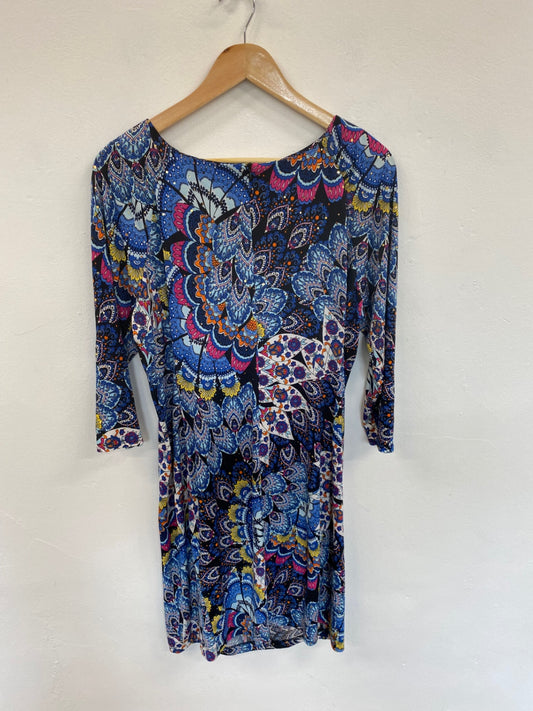 Fabulous Joseph Ribkoff Colourful Peacock Midi Dress UK18 SO001