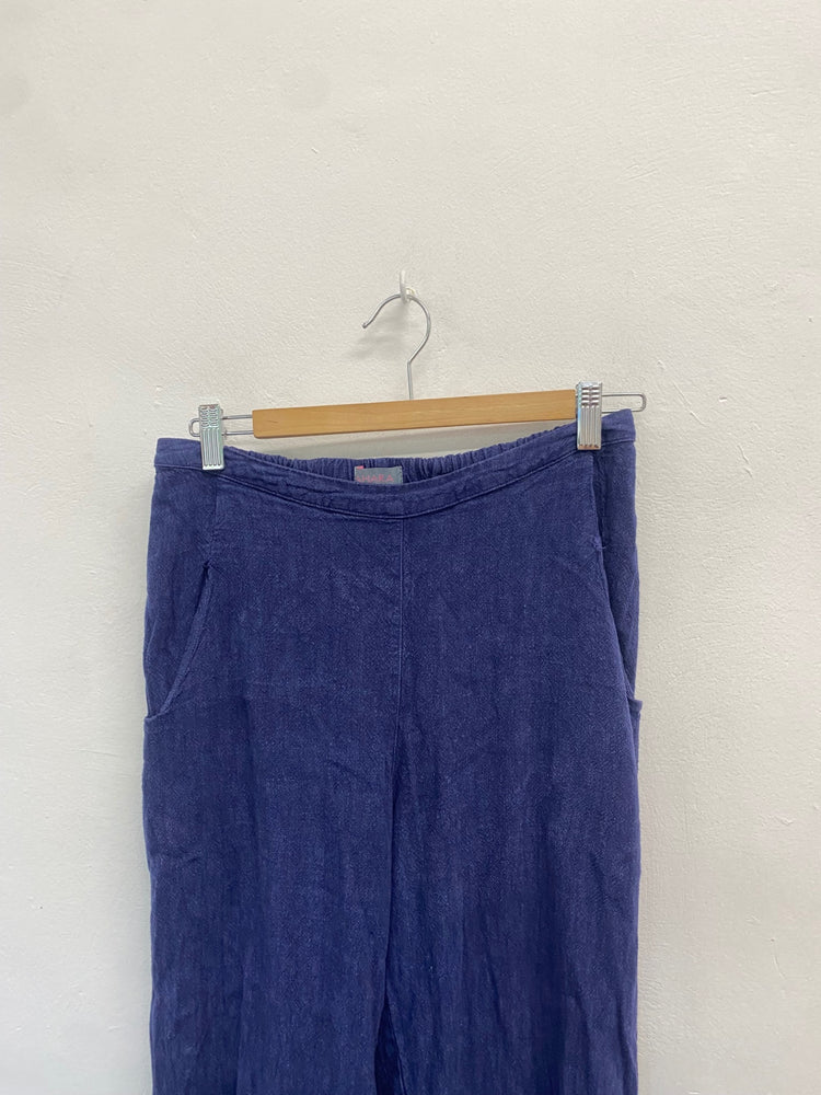 Fabulous Sahara trousers linen UK S Navy Blue SO001
